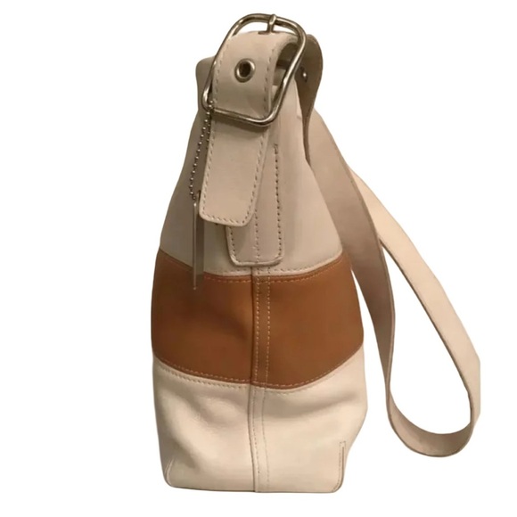 Coach Vtg Cream & Tan Legacy 2-Way Color Block Handbag - Picture 3 of 10
